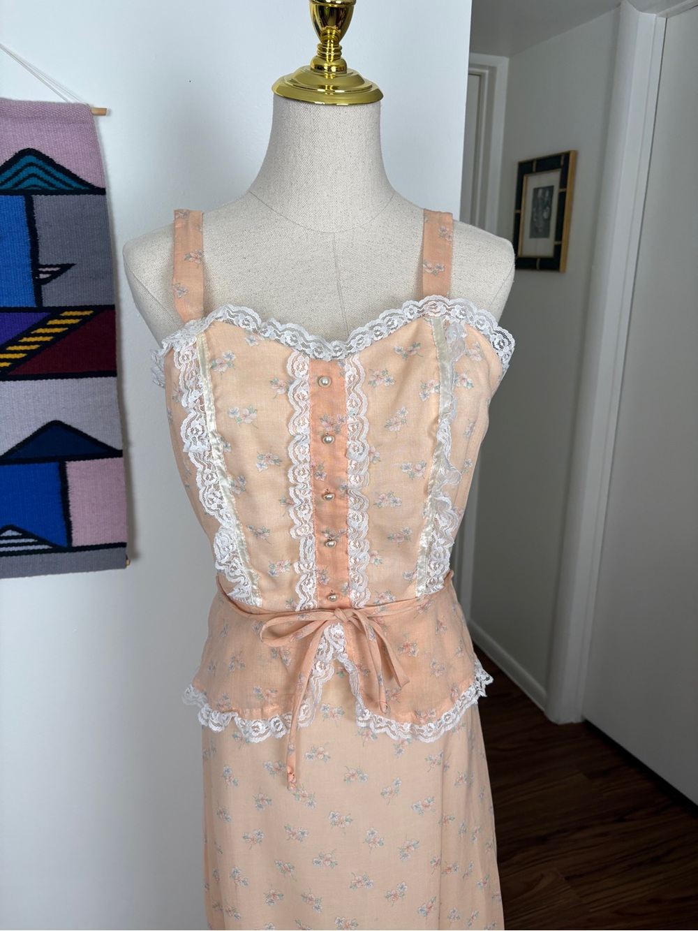 VTG 70s Prairie Gunne Sax-style Maxi Dress with Ruffles and Sweetheart Neckline - Picture 2 of 12